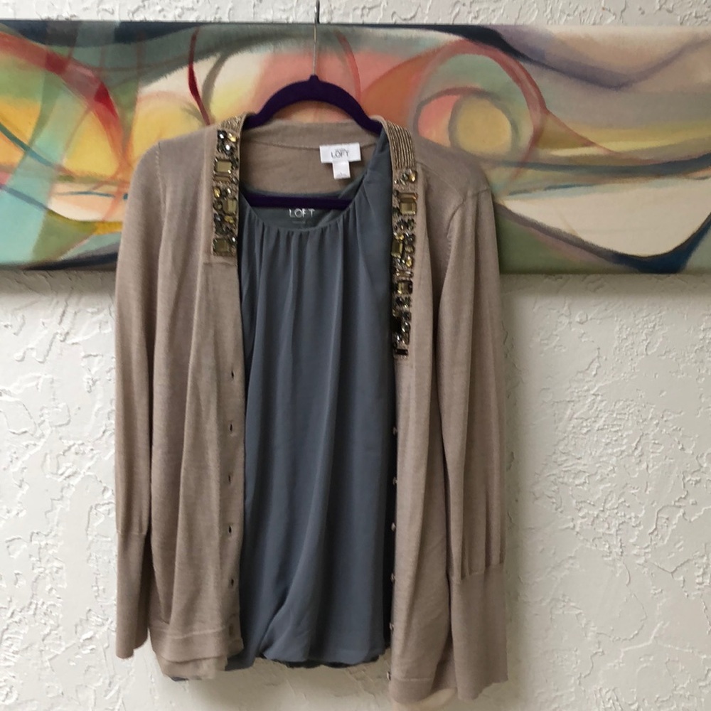 Loft jeweled cardigan with Loft tank😁